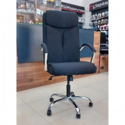 Executive Modern Big Chair SENATOR Steel Chrome Fabric Black